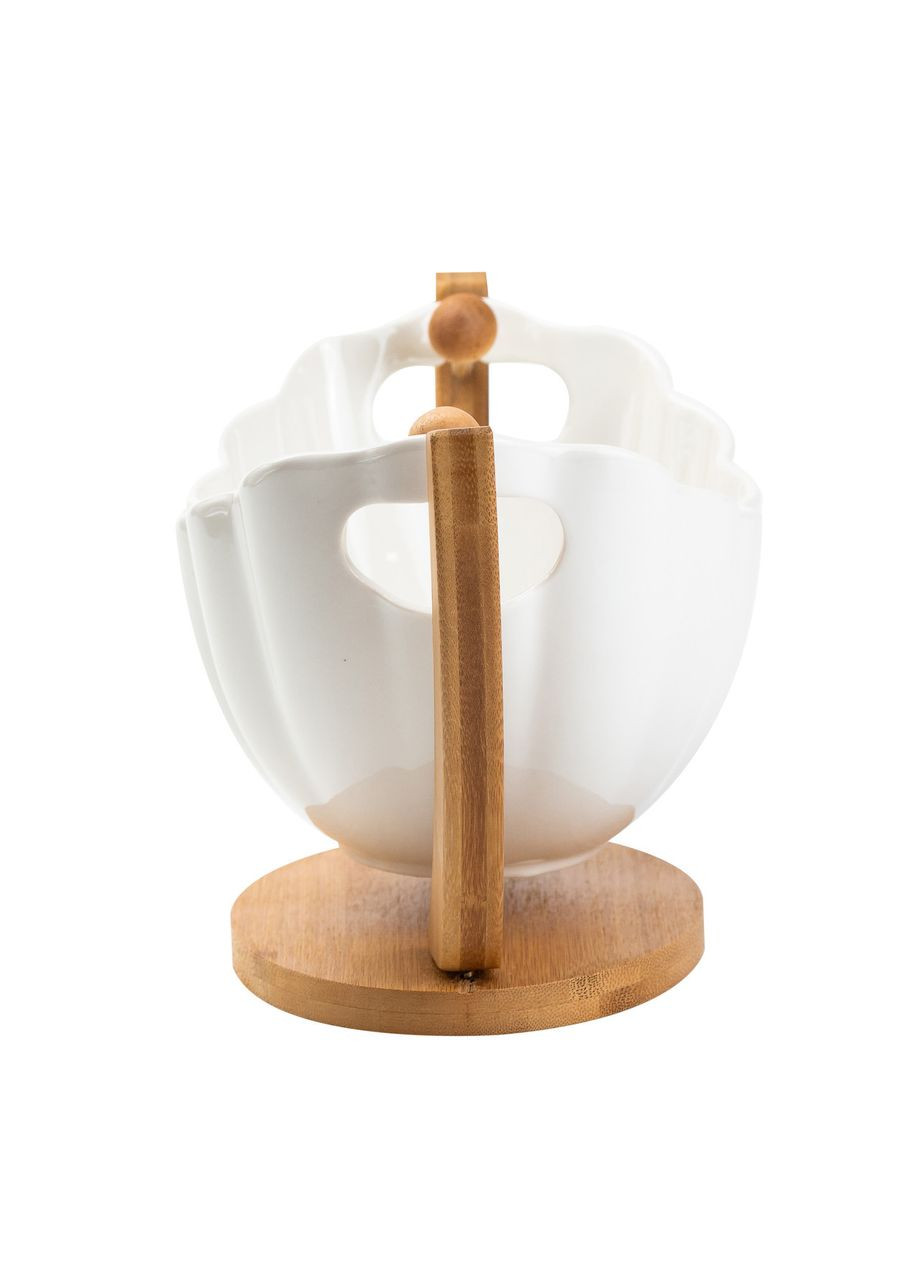 Фруктовница фарфоровая 33*14*16 см на бамбуковой подставке, HP1238 Yiwu (370800218)