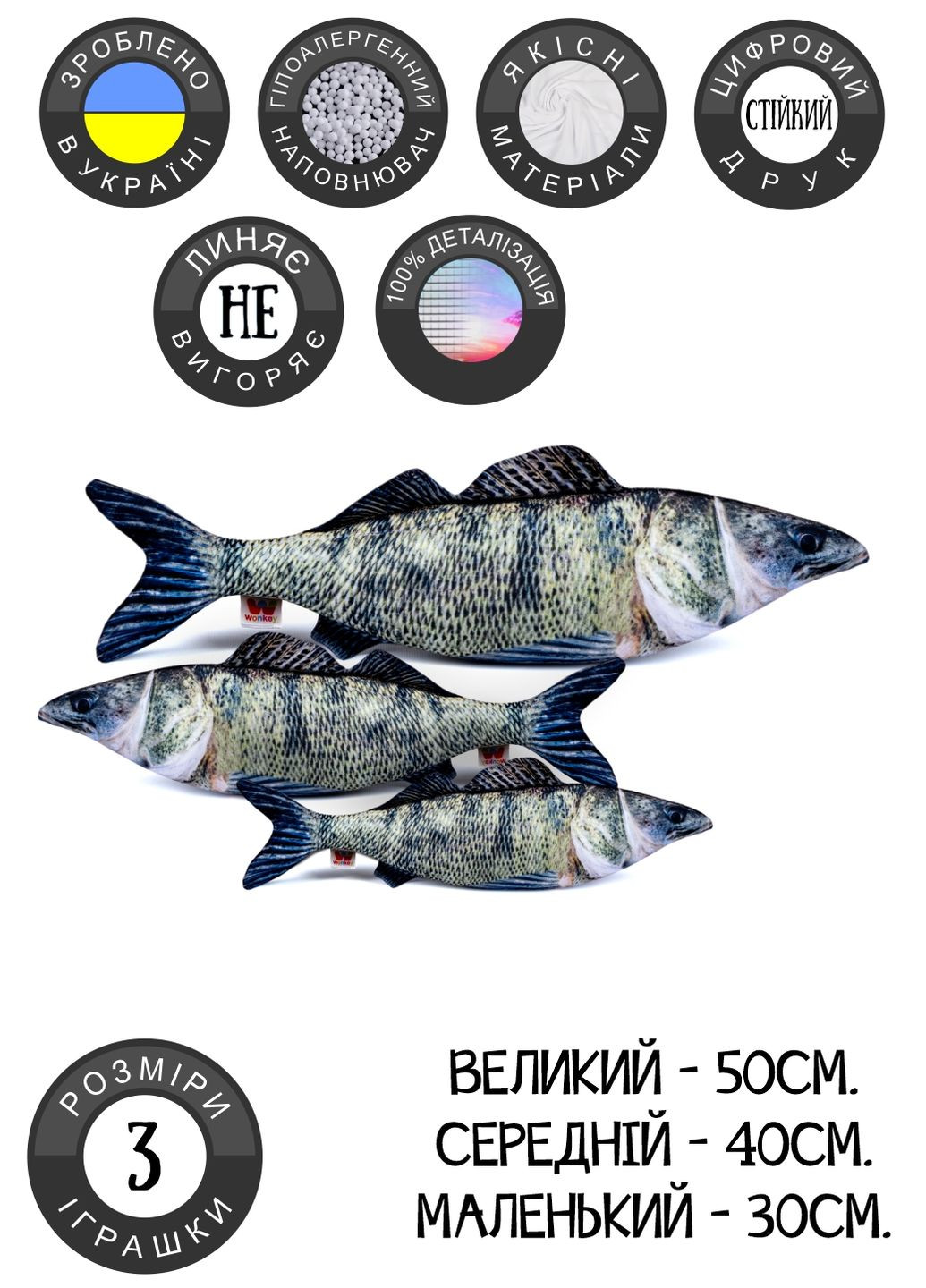 Мягкая игрушка антистресс Судак 30см 33082 WONKEY (331146037)