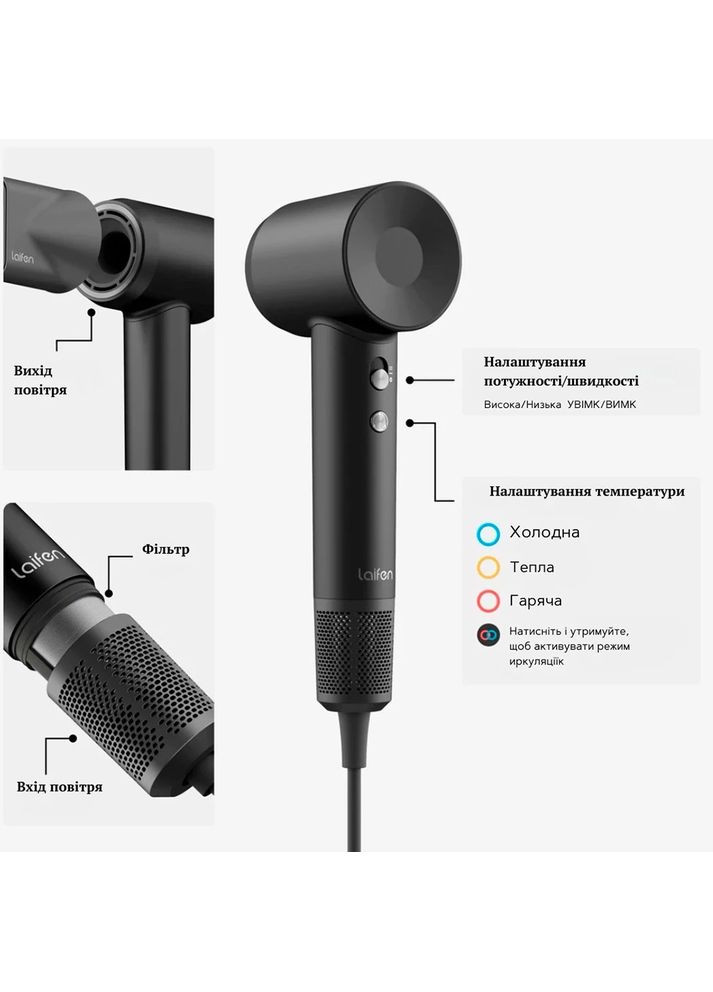 Фен Swift black Laifen (365234111)