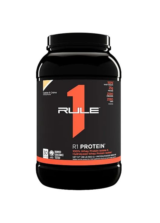Протеїн Ізолят R1 Whey Protein Isolate and Hidrolyzed 900 г Печиво крем Rule One (359459688)