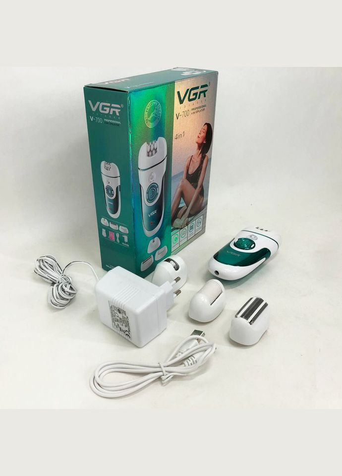 Эпилятор V-700 Женский беспроводной с подсветкой для ног и зоны бикини, пемза, электробритва для ног VGR (364664270)