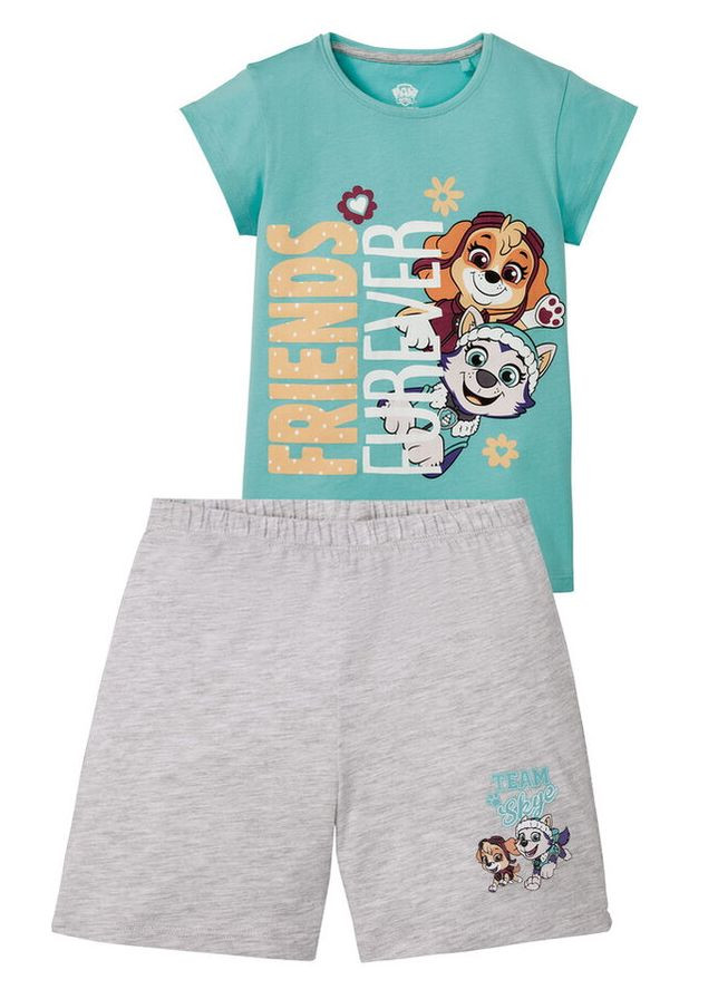 Бирюзовая пижама (футболка и шорты) для девочки щенячий патруль 349309 Nickelodeon