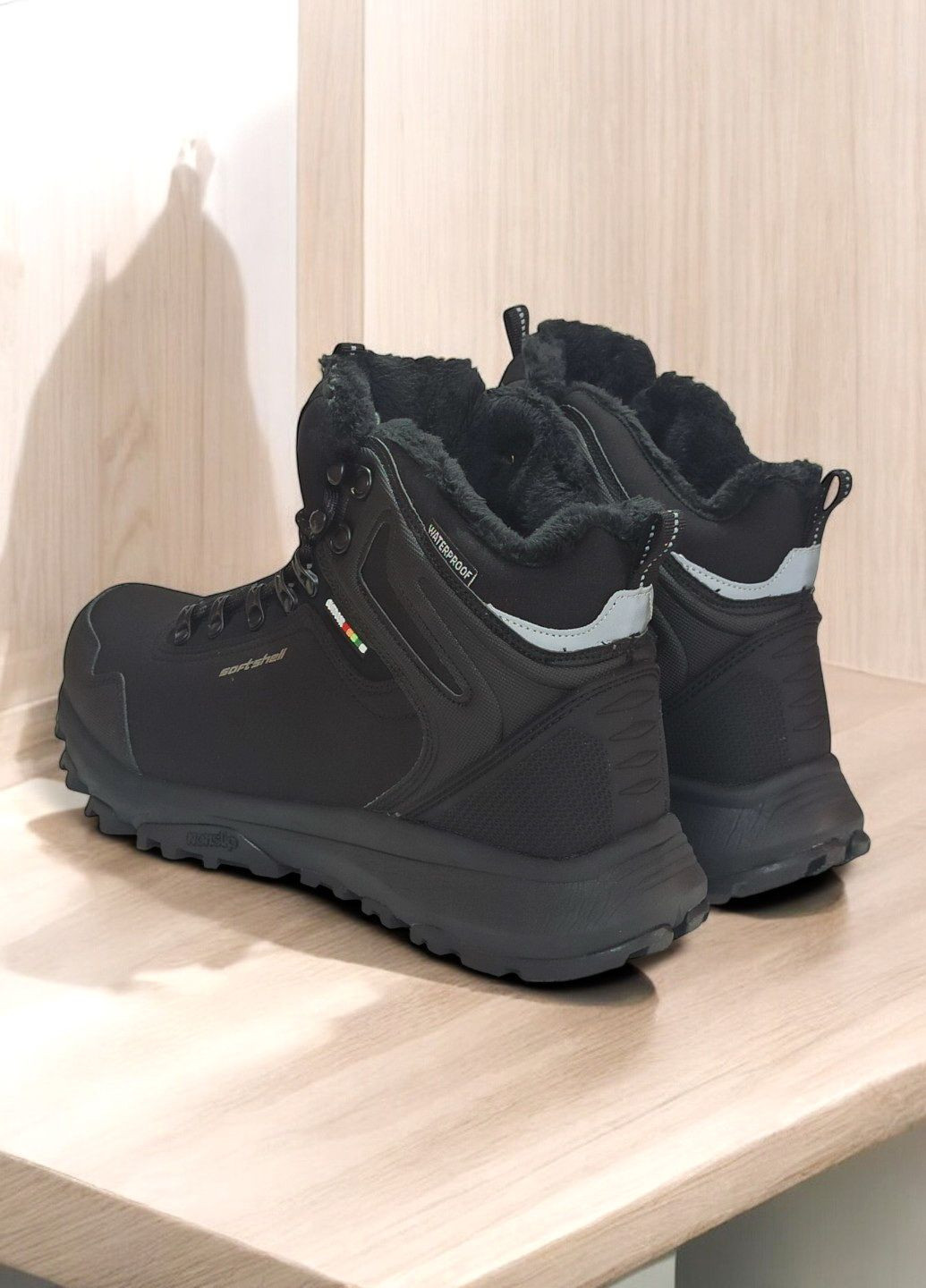 Черные зимние термо ботинки дутики зимние для мужчины для подростка hl147/24 мембрана American Club