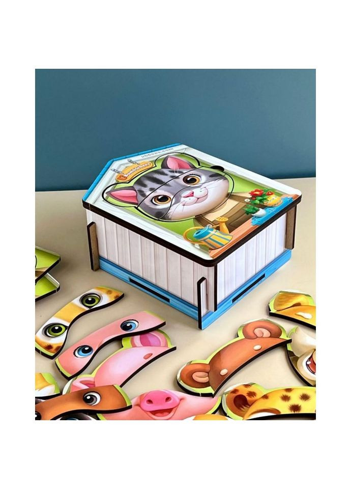 Дерев'яний пазл-вкладиш "Збери тварин" Ubumblebees (ПСФ134) PSF134, 39 деталей No Brand (330606938)