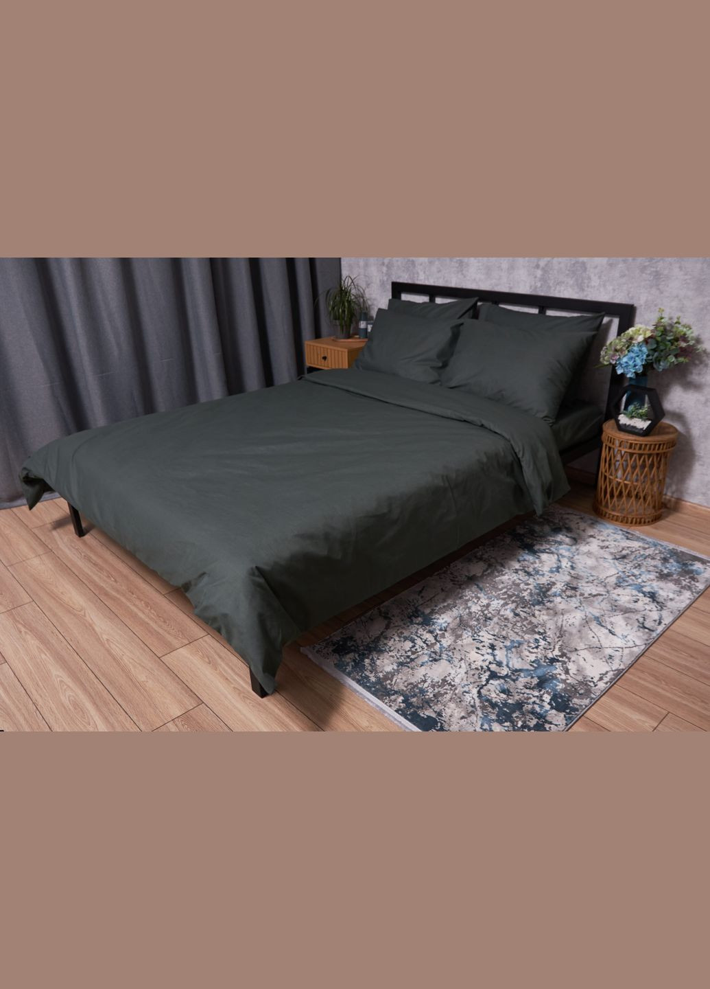 Комплект постельного белья Бязь Gold Люкс «» семейный 160х220х2 наволочки 2х50х70 (MS-820002189) Moon&Star Dark Green (285717069)