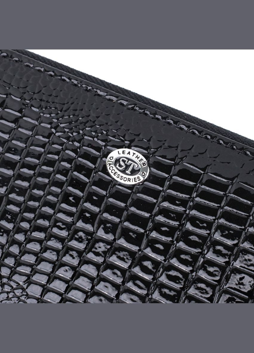 Лакированный женский кошелек на молнии из натуральной кожи 18х9х2 см 22678 st leather (329198559)
