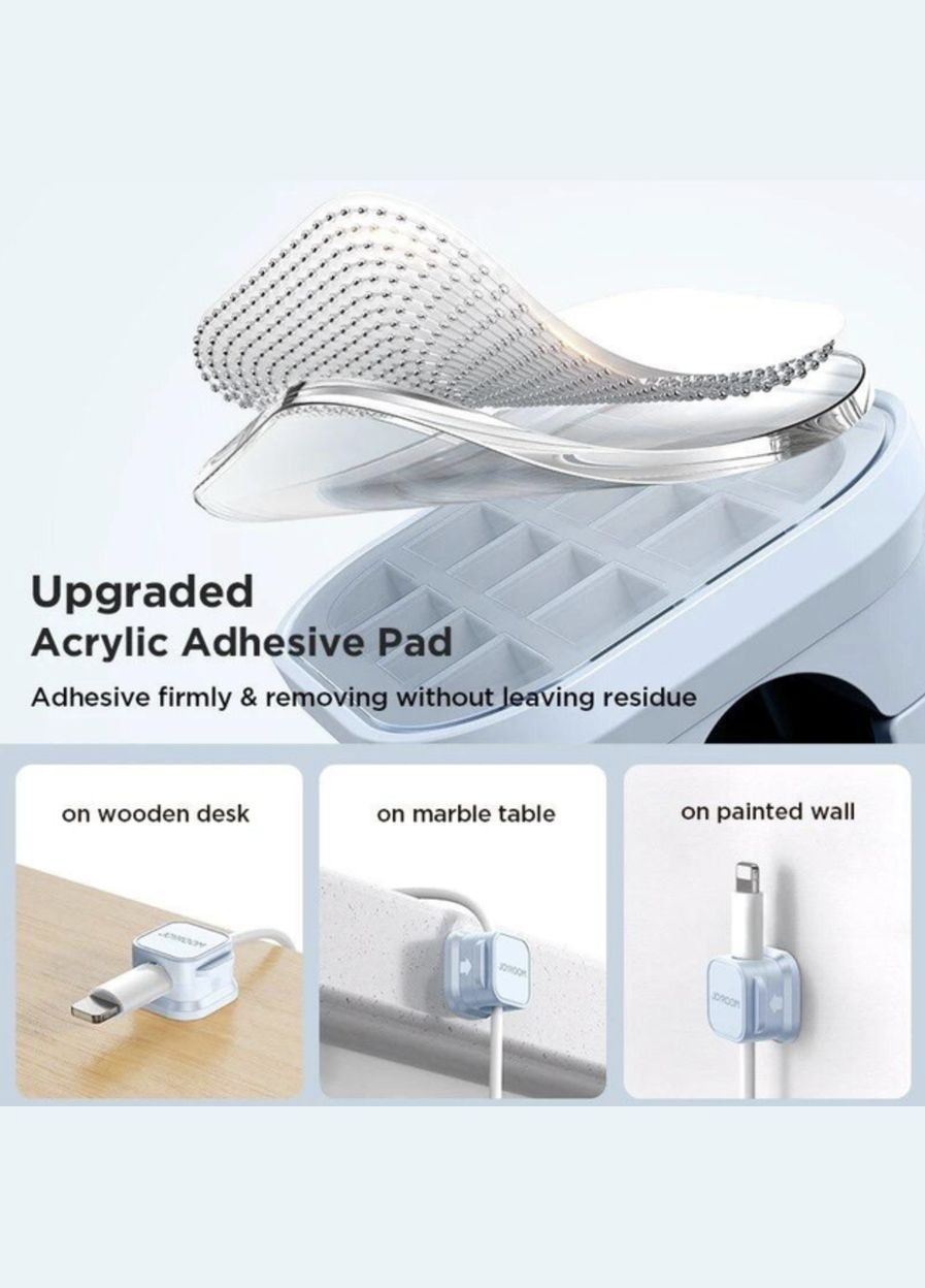 Магнітний органайзер фіксатор кабелю тримач для дроту затискач стяжка самоклеючий 6 шт Чорний Lencent (340276255)