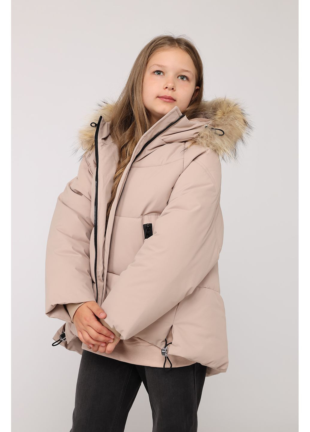 Бежева зимня куртка для дівчинки колір бежевий цб-00280228 Yuki