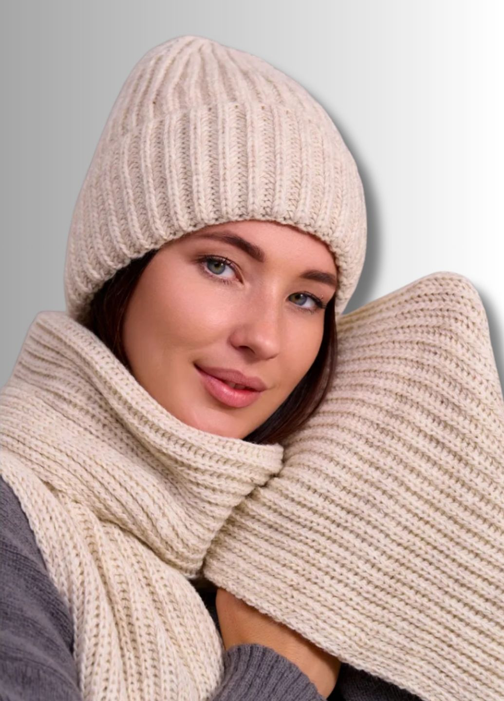 шапка + шарф - Сандра No Brand Жіночий зимовий комплект (362185456)