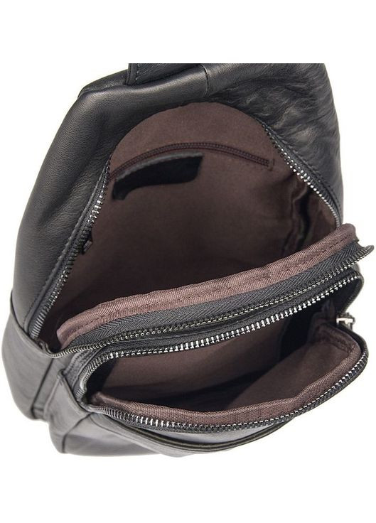 Рюкзак чоловічий шкіряний сумка через плече слінг 14477 Чорний Vintage (301871538)