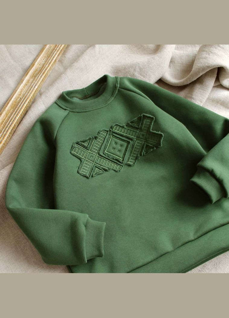 Тепла дитяча кофта з вишитою аплікацією витинанкою Оберіг унісекс Ladan (301026437)