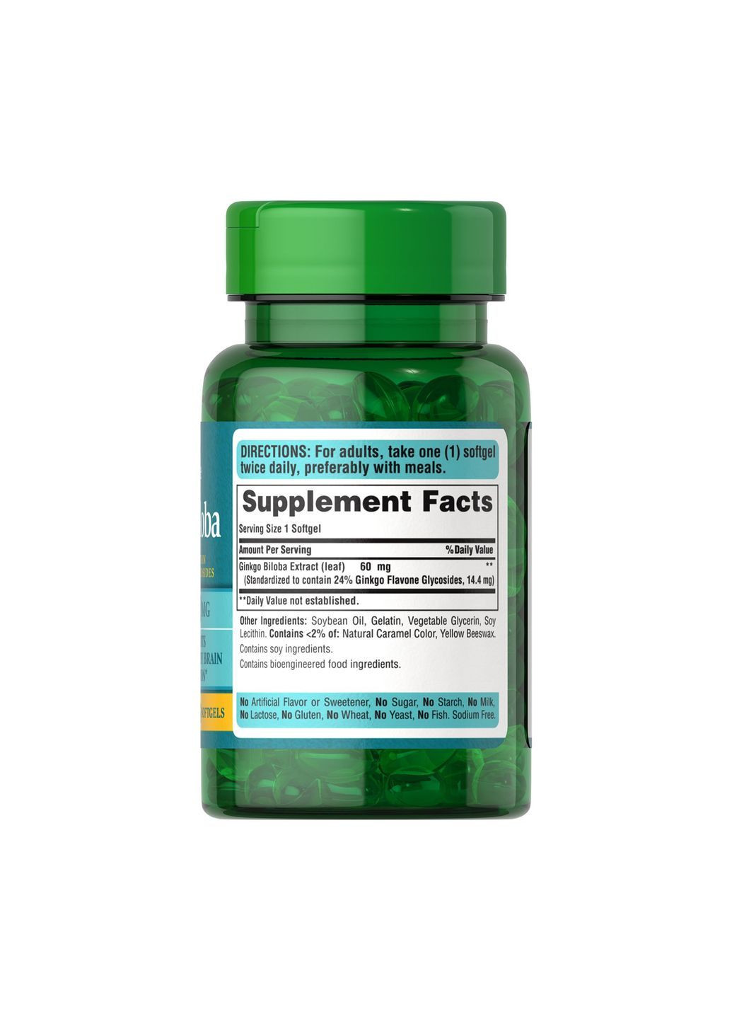 Екстракт гінкго білоба Ginkgo Biloba Standardized Extract 60 мг 120 капсул Puritans Pride (369616795)