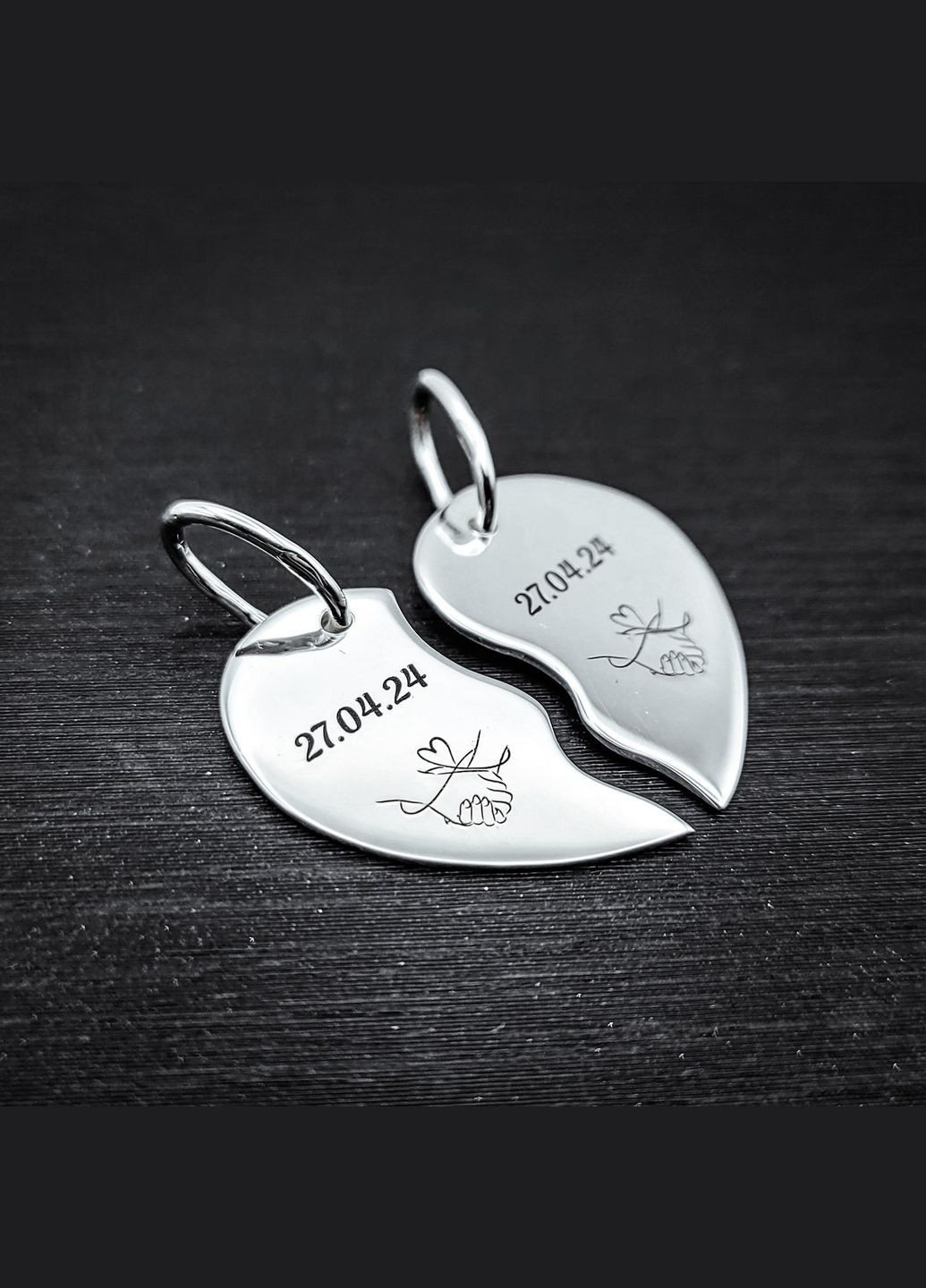 Серебряная подвеска сердце-половинки 24х21 мм с гравировкой арт.84301 No Brand (322197072)