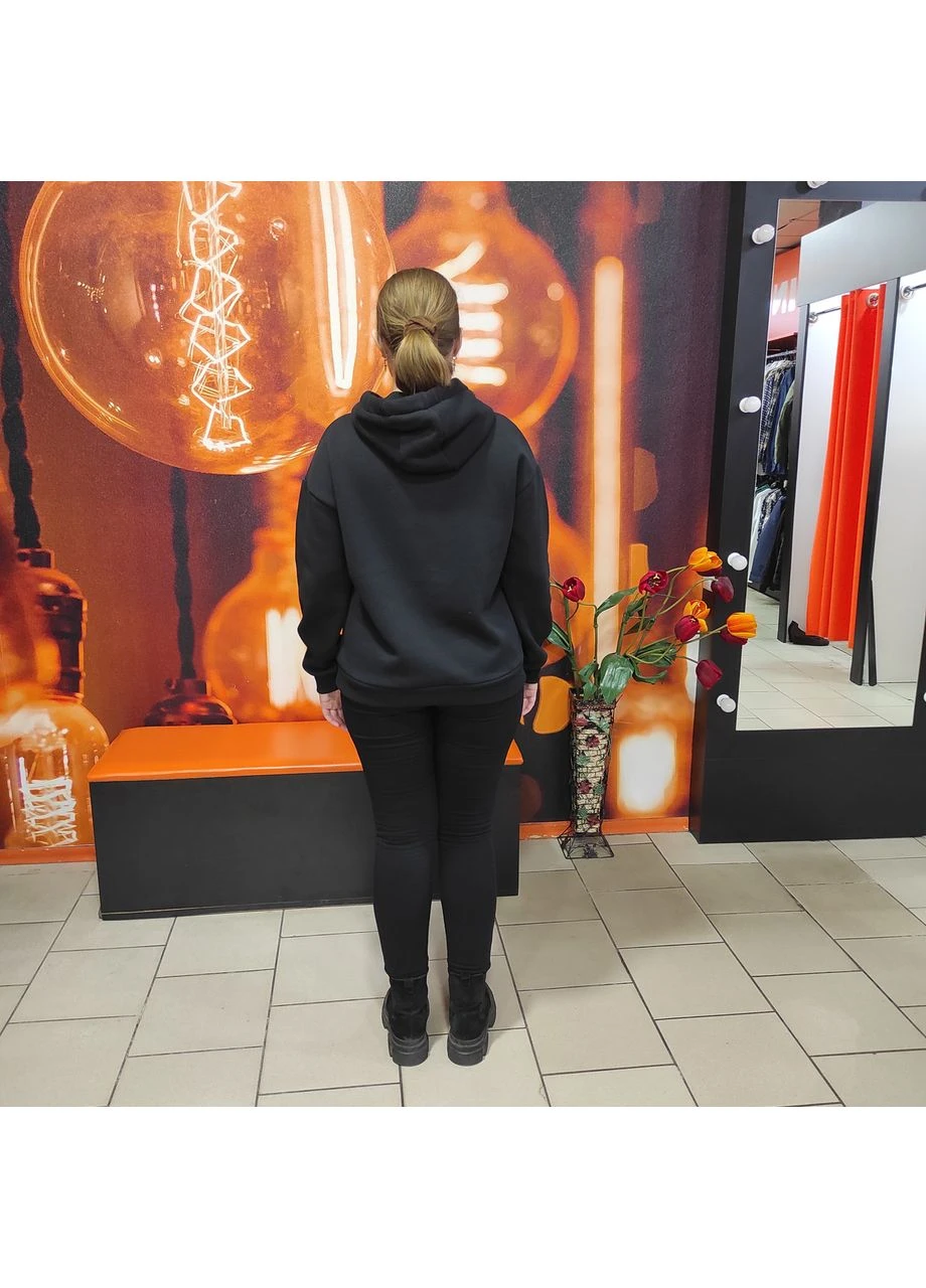 Толстовка женская худой флис капюшон карман S черная No Brand (354331955)