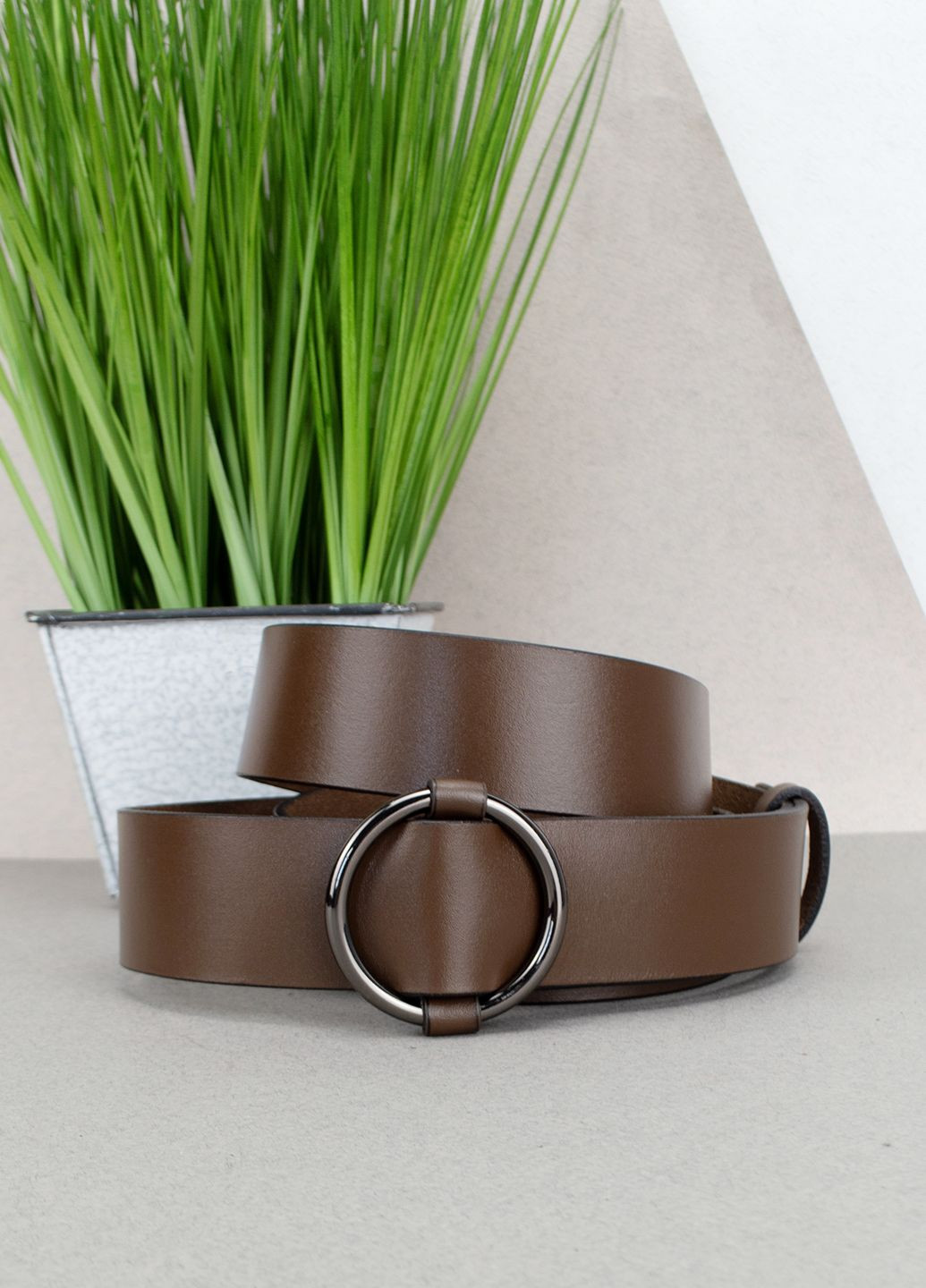 Ремень женский кожаный коричневый HC-3471 (130 см) под пиджак и пальто HandyCover (305741682)