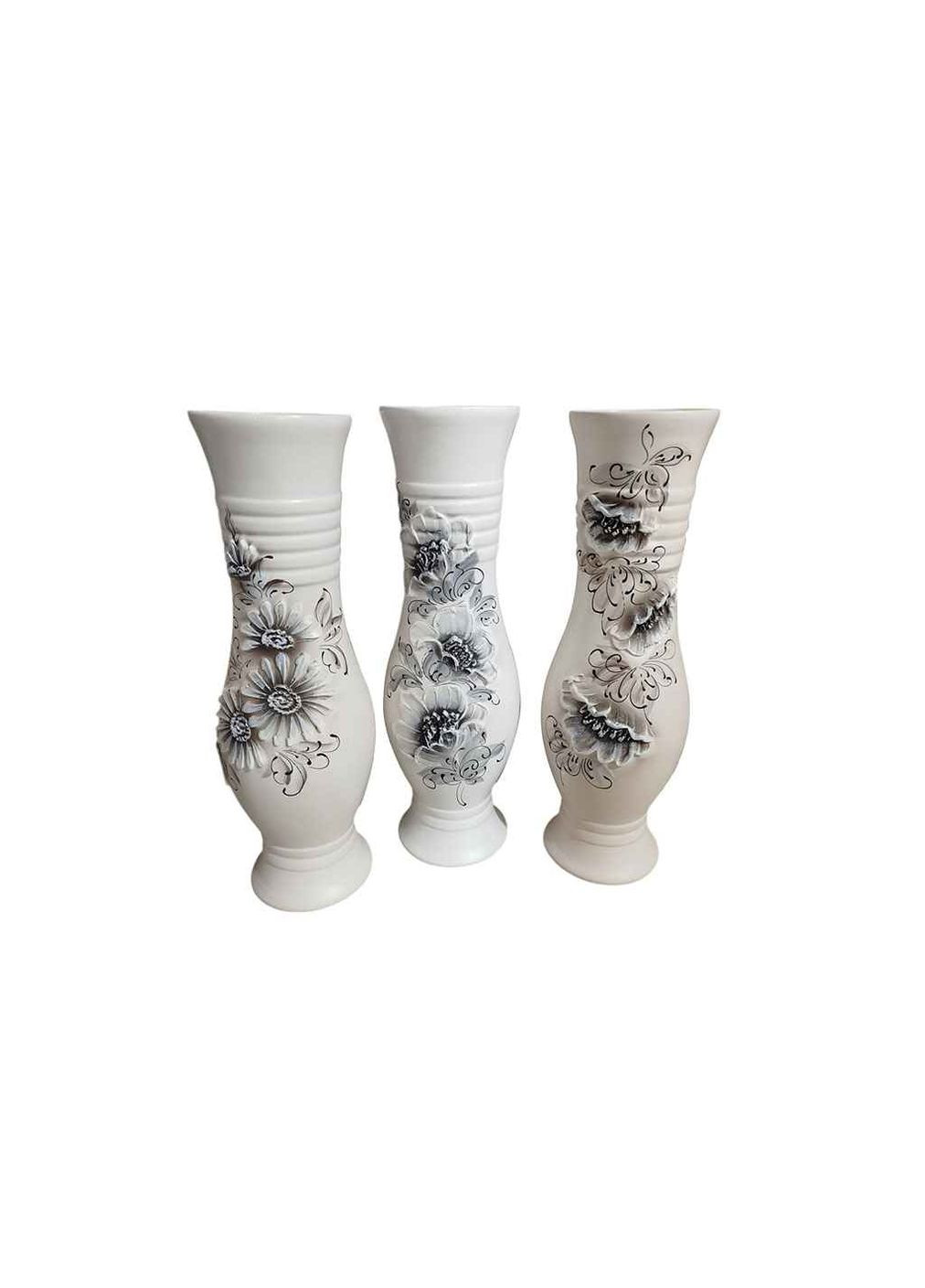 Ваза напольна h-69см чорно-біла Маша акрил 3059 кераміка Авангард (354339919)