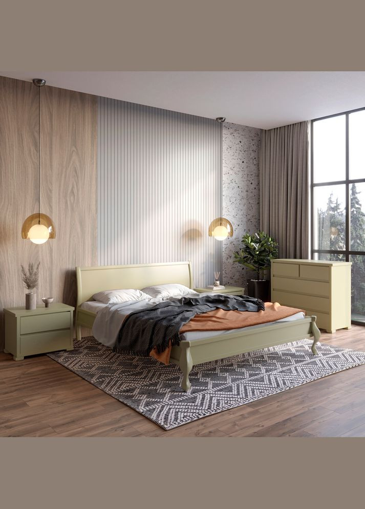 Двоспальне дерев'яне ліжко Палермо (RAL1020) 180х200 см (MBG-11392) Mebigrand (368281038)