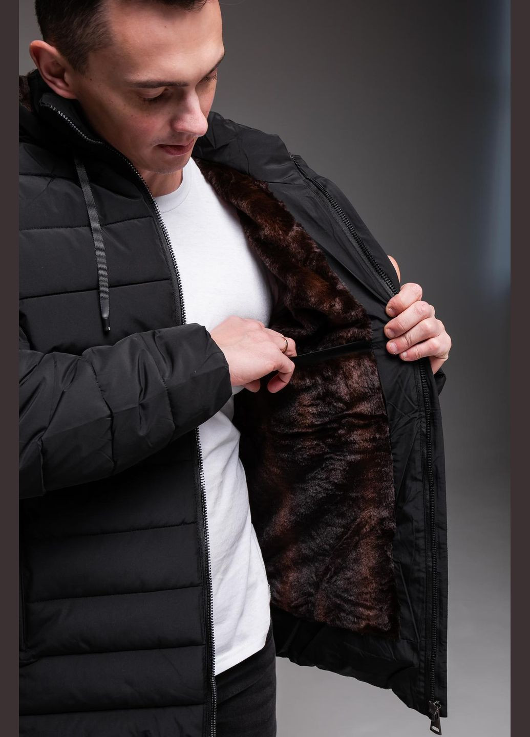 Чорна зимня куртка зимова на хутрі ❄️ до -25 великі розміри No Brand