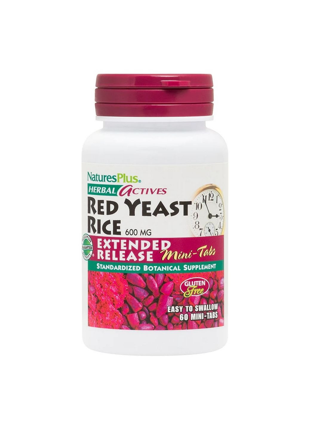 Натуральна добавка Herbal Actives Red Yeast Rice 600 mg, 60 міні таблеток Natures Plus (293419911)