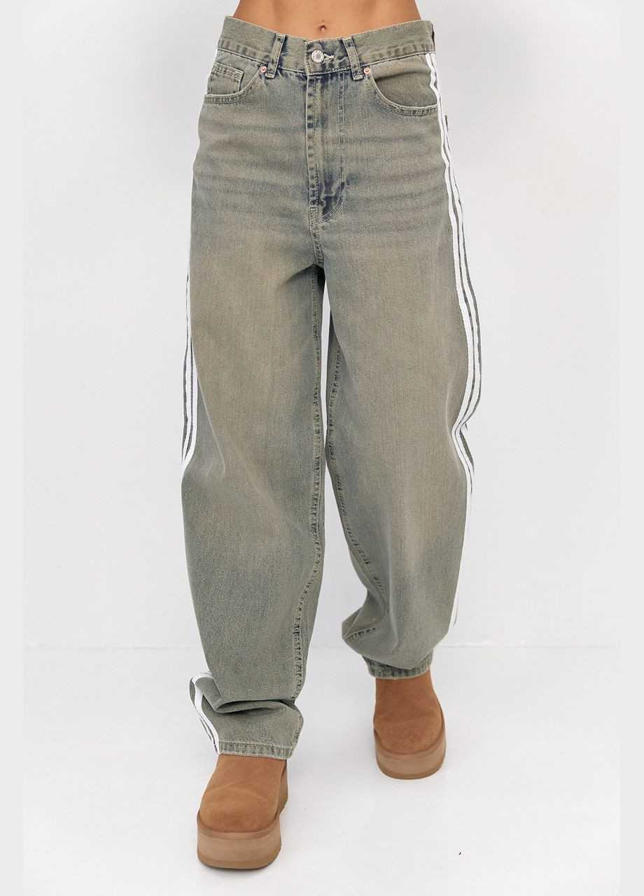 Жіночі джинси Baggy з лампасами Lurex - (312383292)