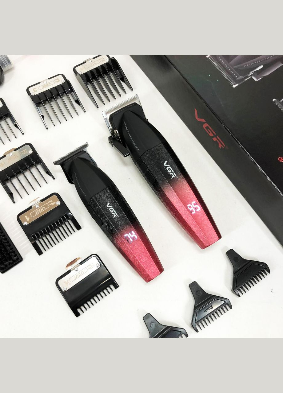 Профессиональный набор для стрижки волос V-640 аккумуляторный Barber Combo PREMIUM. Цвет: красный VGR (364665441)