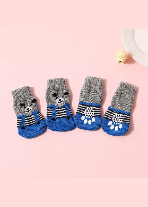 Носки для собак DT812 Медведь S с нескользящими согревающими накладками 18 шт. Lesko (356499520)