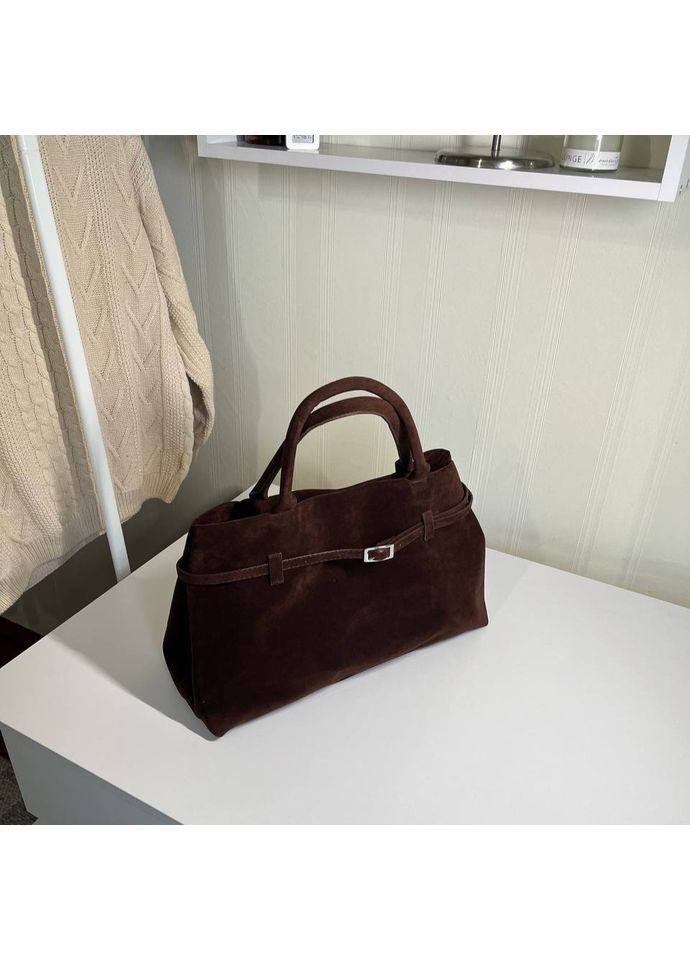 Классическая большая сумка в черном цвете в замшевой текстуре. No Brand (363262713)