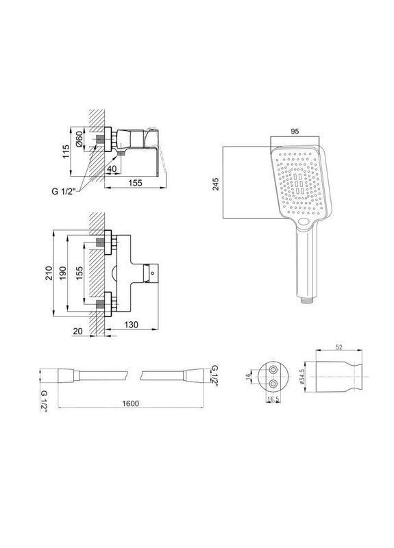 Комплект Lipno: Змішувач для душа QTLIPNO4023101CB + душовий комплект Qtap (315632738)