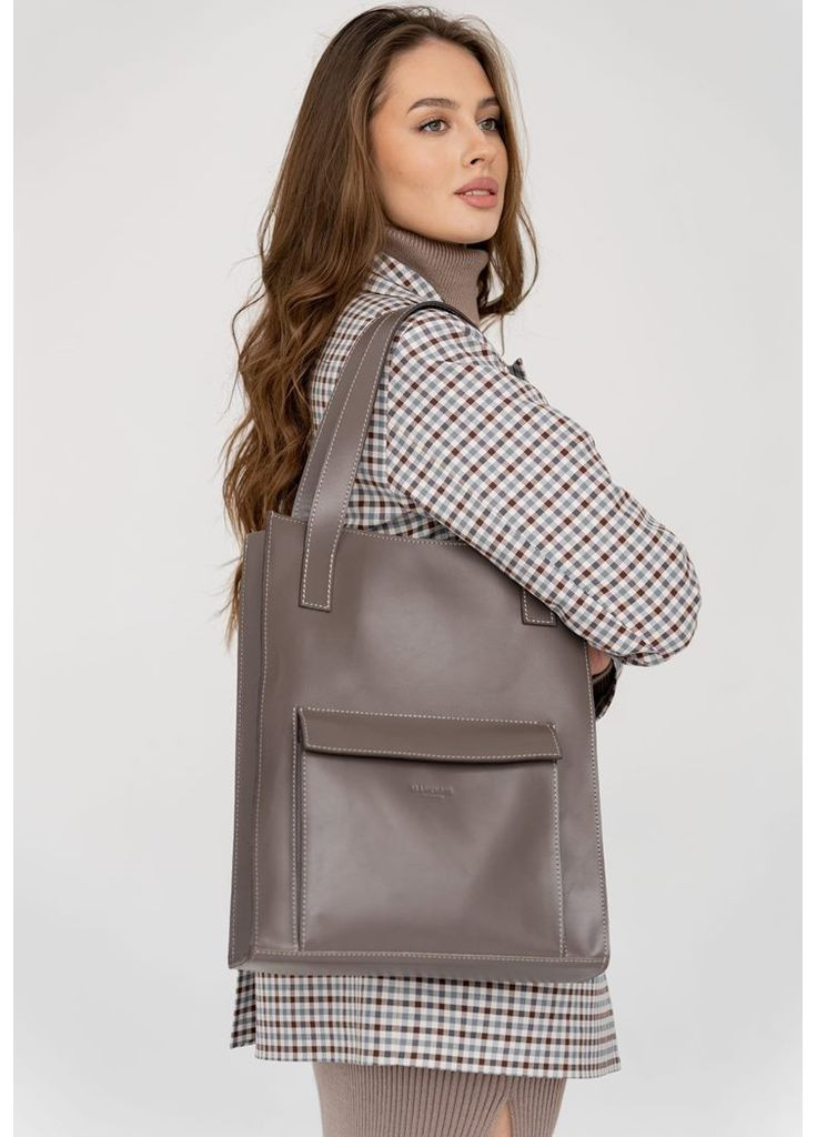 Шкіряна жіноча сумка Бетсі з кишенею темно-бежева Краст BlankNote шоппер (348359260)