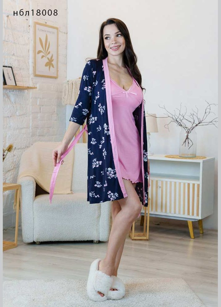 Прозрачный женский комплект: халат и ночная рубашка Nebula
