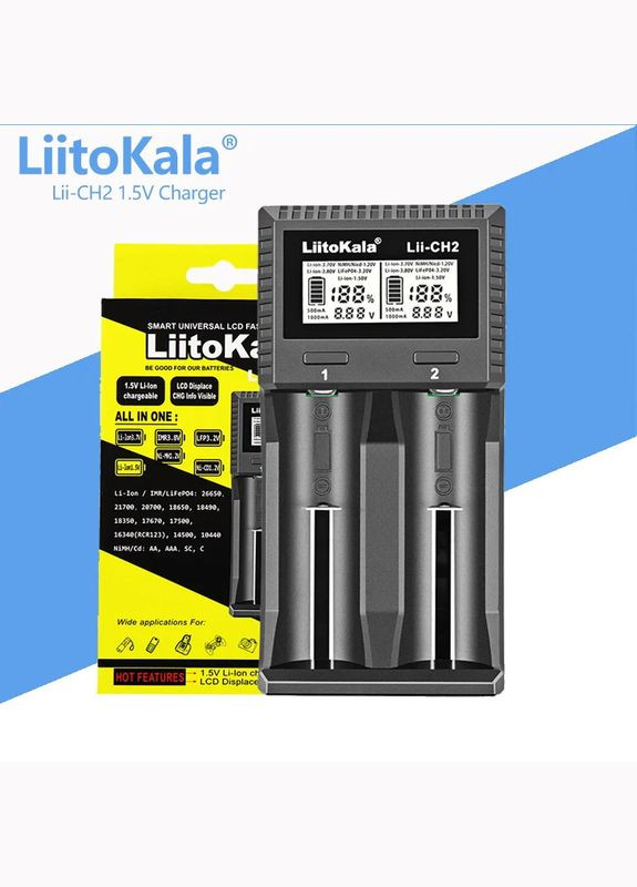 Интеллектуальное зарядное устройство для LiiCH2 для 18650, AA, AAA Li-Ion, LiFePO4, Ni-MH-Cd LiitoKala (292410925)