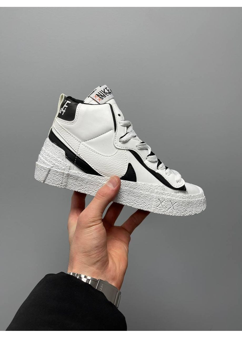 КРОСІВКИ ЖІНОЧІ NIKE BLAZER MID X SACAI WHITE BLACK НАЙК БЛЕЙЗЕР No Brand чорні демісезони (367168031)