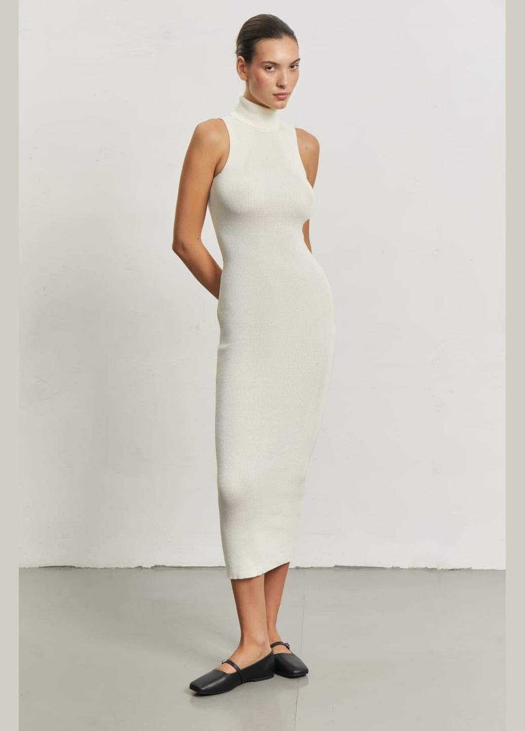 Молочное платье вязаное m-l молочный 1101 Papaya