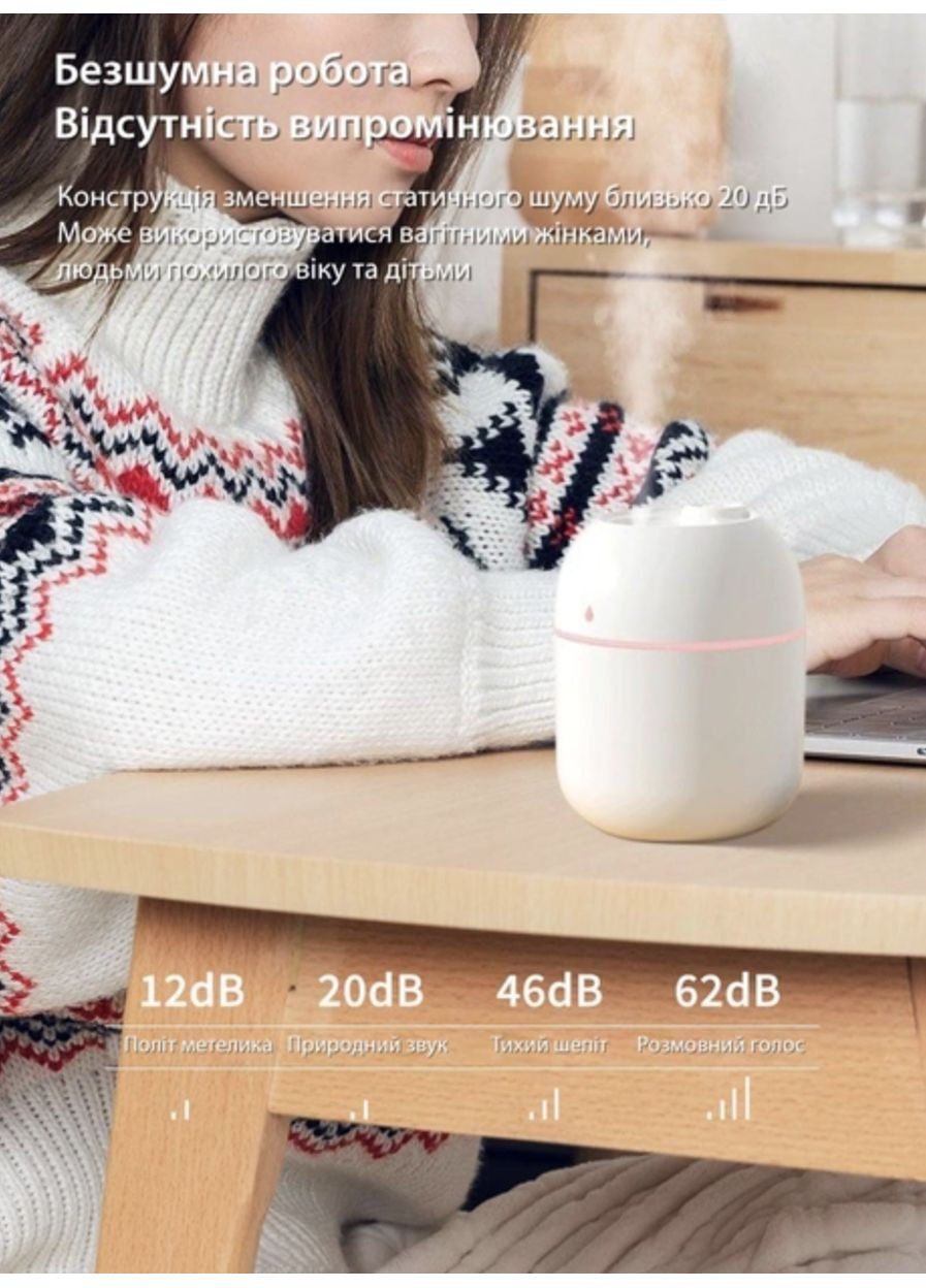 Увлажнитель воздуха портативный с подсветкой White No Brand (365721169)