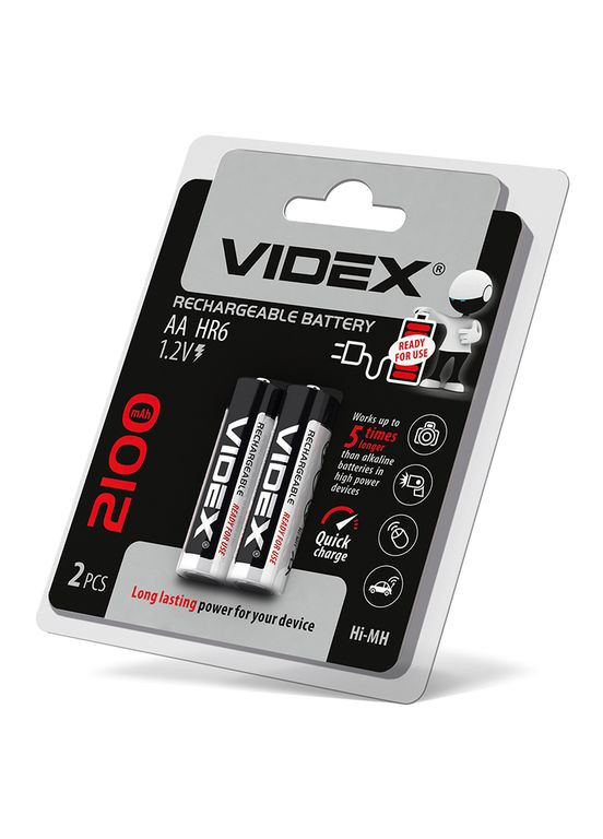 Акумулятори HR6/AA 2100mAh 2 шт. у блістері, готові до використання з упаковки (23340) Videx (282312802)