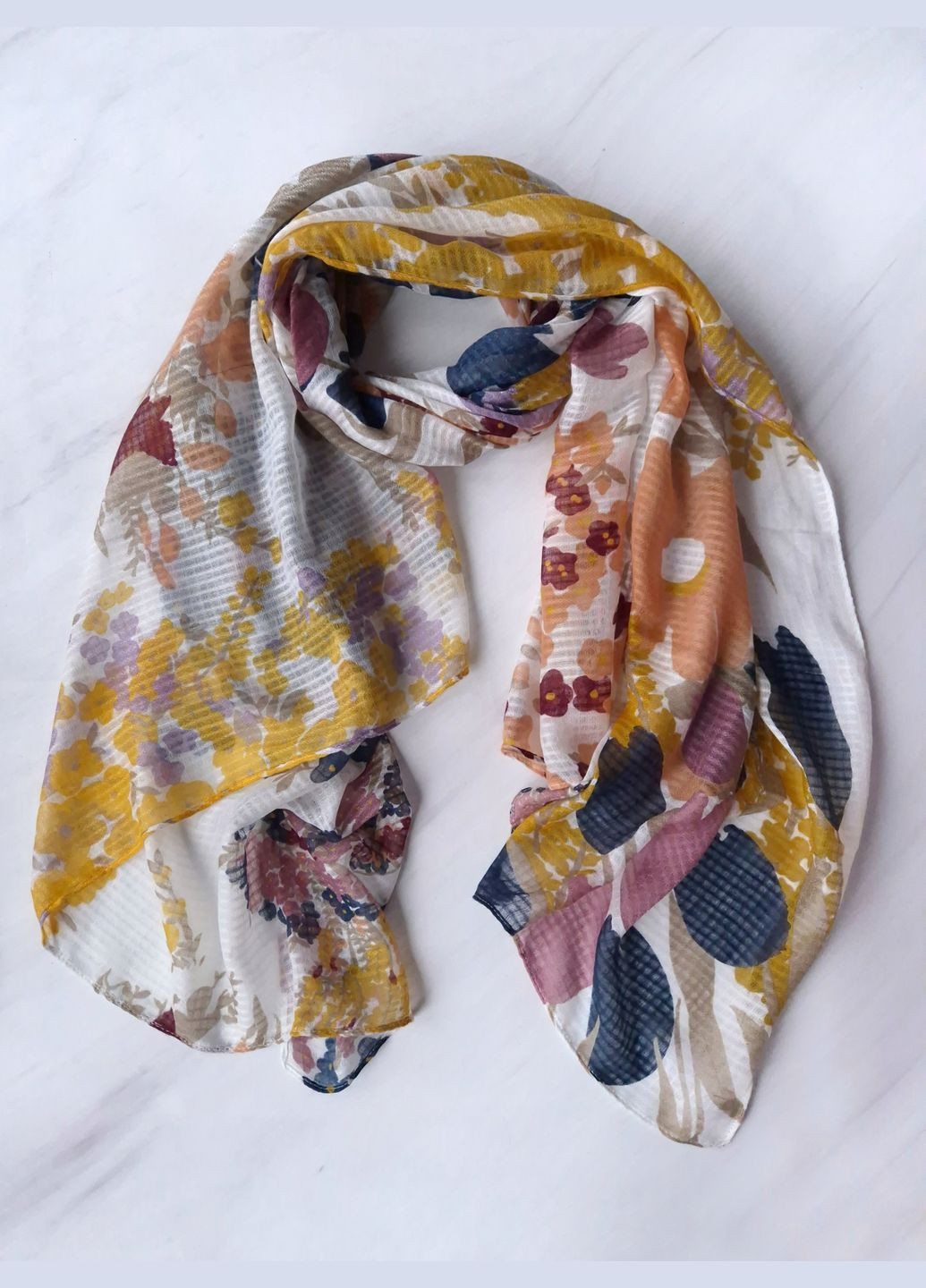 Шарф-палантин жіночий в квіти весна-осінь 180х100 см No Brand (322721964)