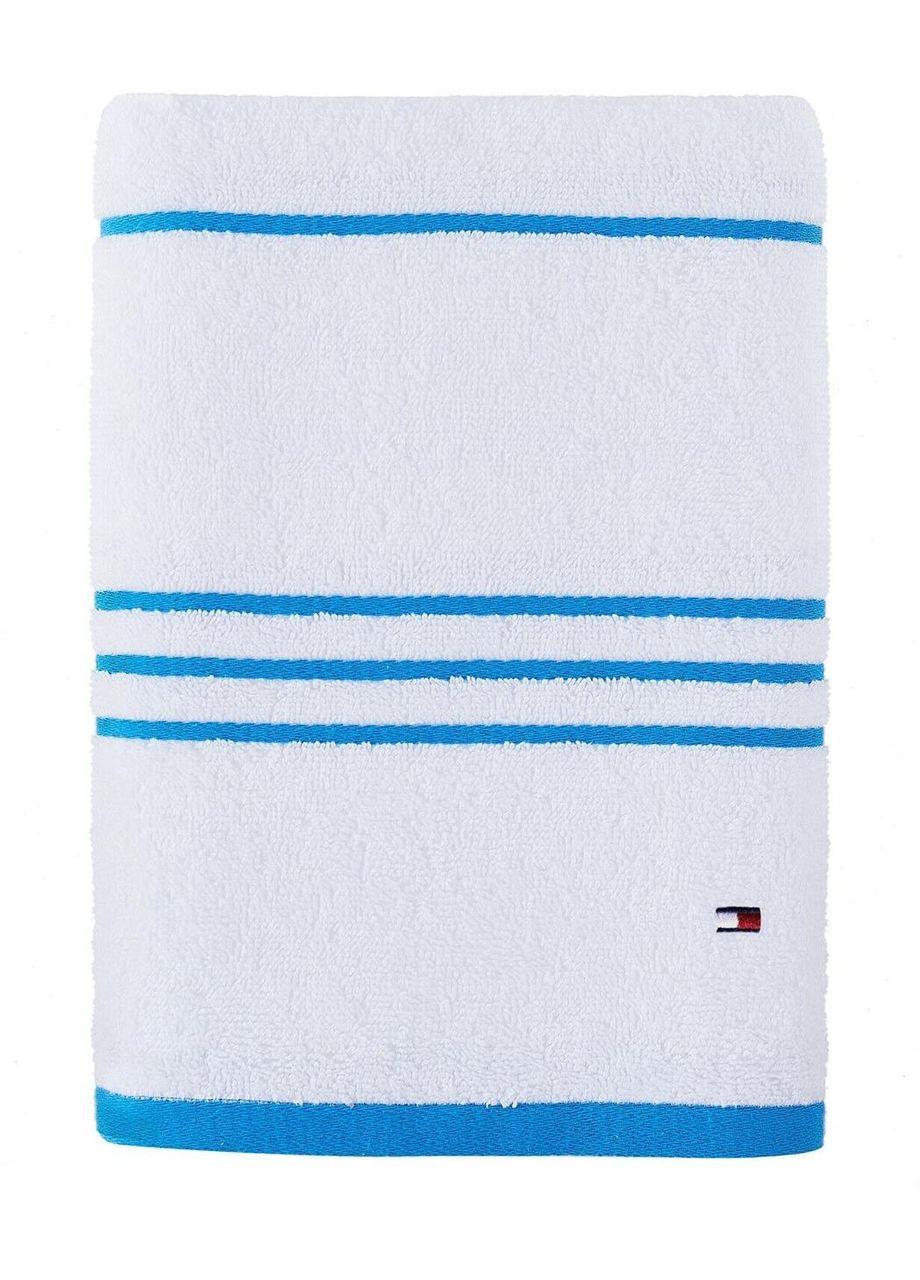Tommy Hilfiger рушник банний modern american solid cotton bath towel білий блакитна смужка білий виробництво -