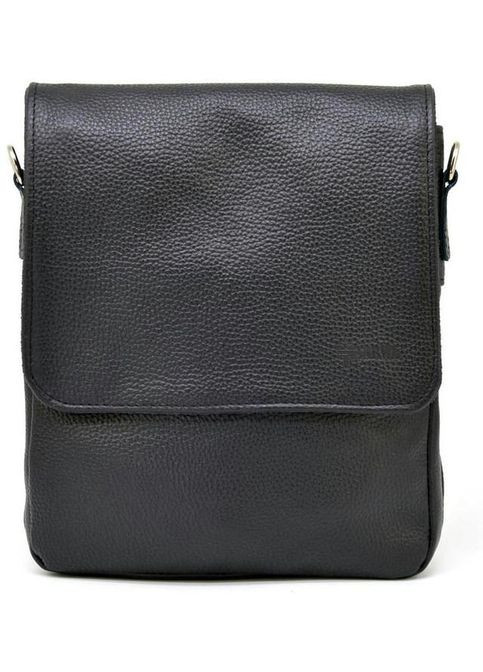 Сумка месенджер через плече чоловіча з натуральної шкіри маленька для документів формату А5 або планшета Чорний 35765 TARWA (337466421)