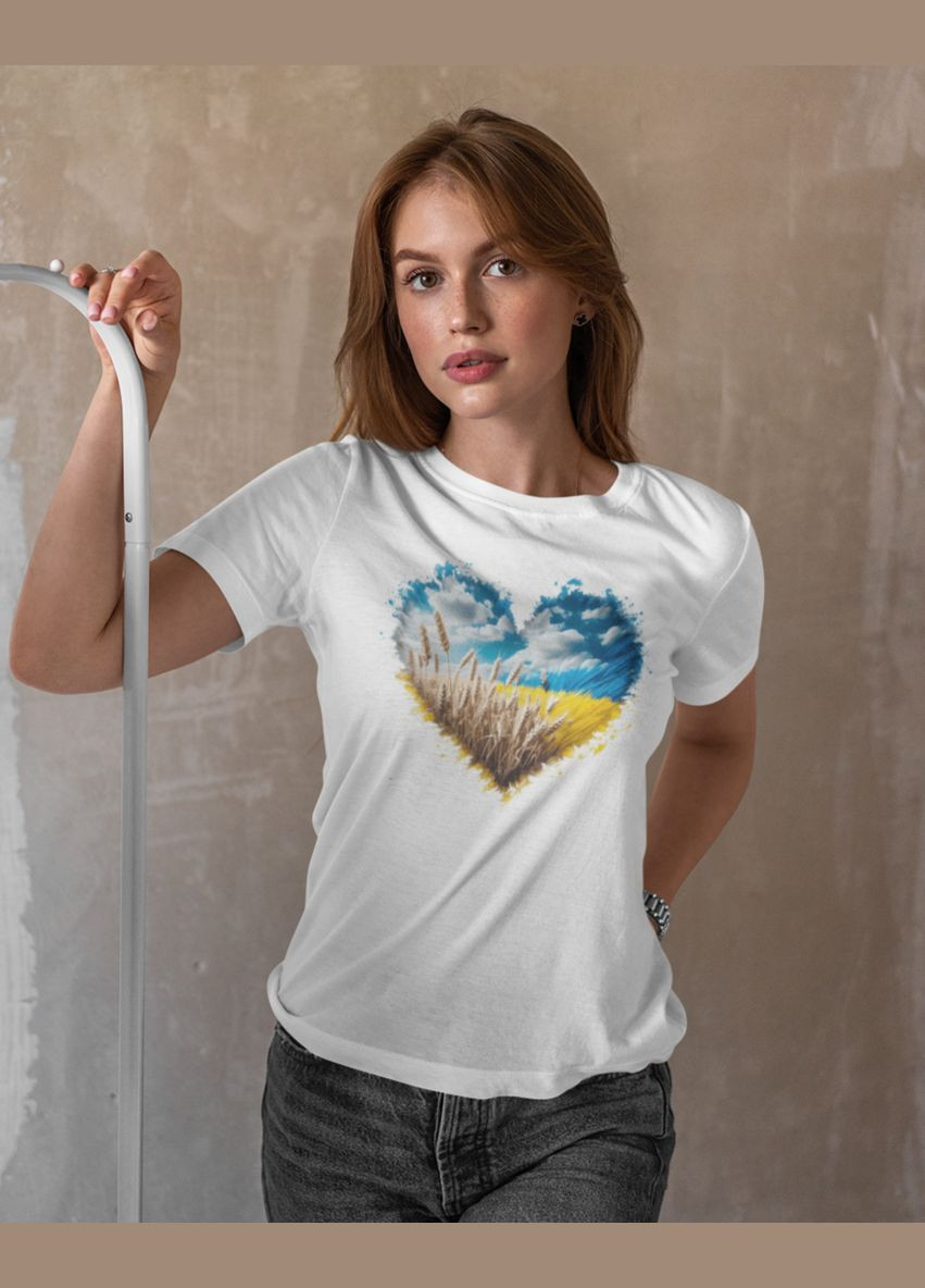 Футболка женская патриотическая с сердцем 21100004 Mishe - (315048401)