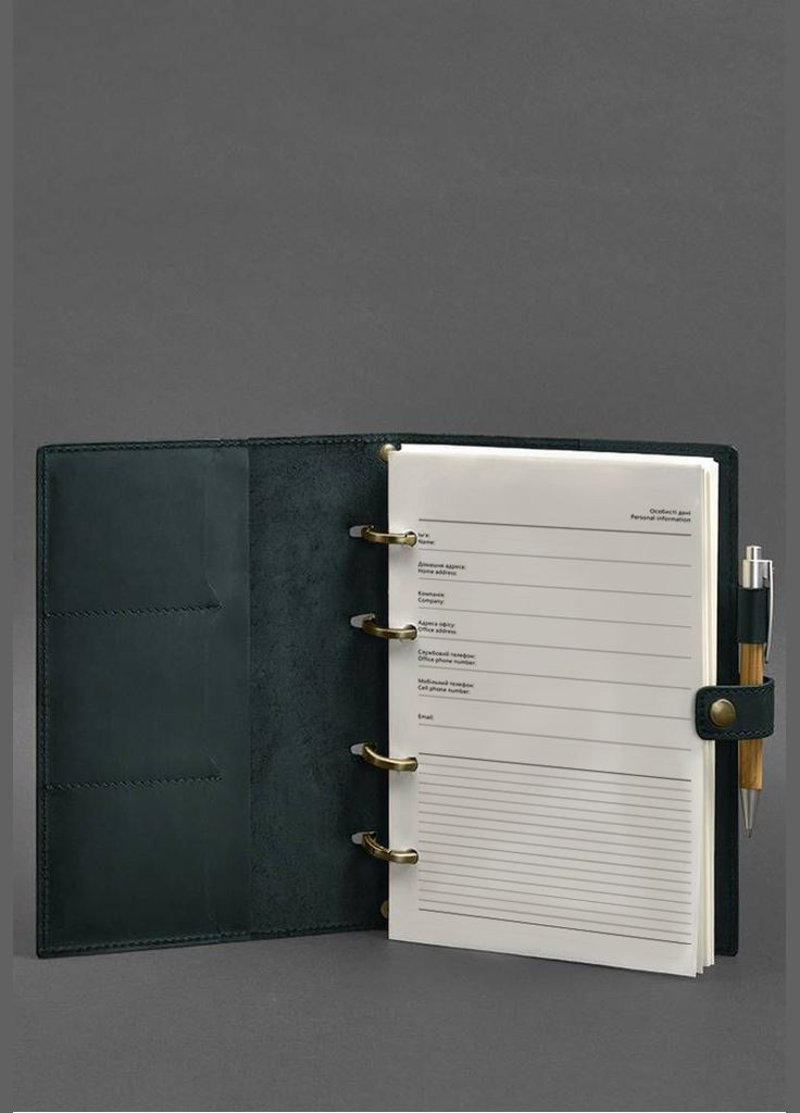Кожаный блокнот с датированным блоком (Софт-бук) 9.1, зелёный Crazy Horse (A-027486) BlankNote (328961672)
