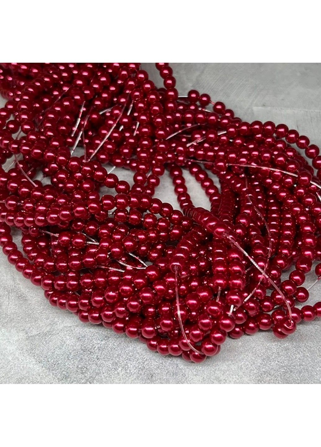 Жемчуг стеклянный 4 мм, цвет-красный, 218 шт No Brand (315504759)