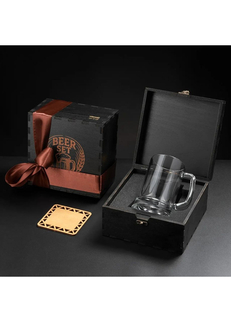 Пивний келих у дерев'яній подарунковій коробці | Подарунок для дідуся, батька, кума Handmade BR12 (363976065)