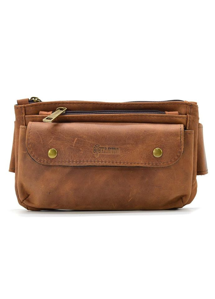 Сумка на пояс чоловіча шкіряна бананка через плече для телефону та для документів дорожня маленька Коричневий 40643 TARWA (361348799)