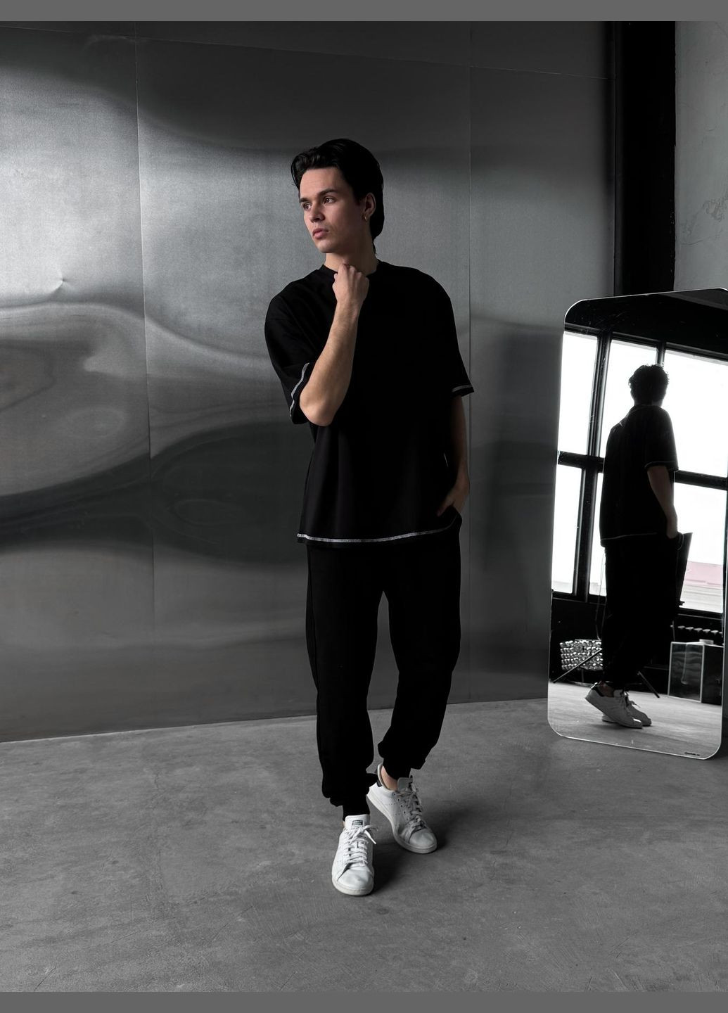 Чорний літній стильний костюм🔝😎 Luna