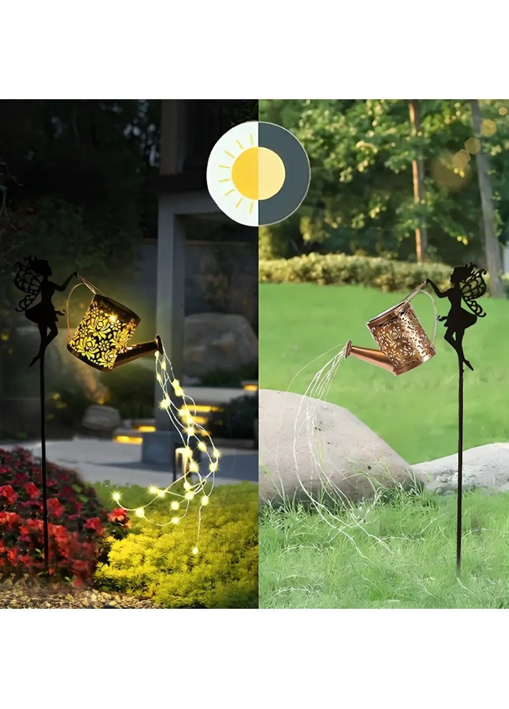 Садовий світильник ліхтар лійка з феєю на сонячній батареї з теплим білим світлом сутінковим датчиком 83 см (480738-Prob) Unbranded (341382533)