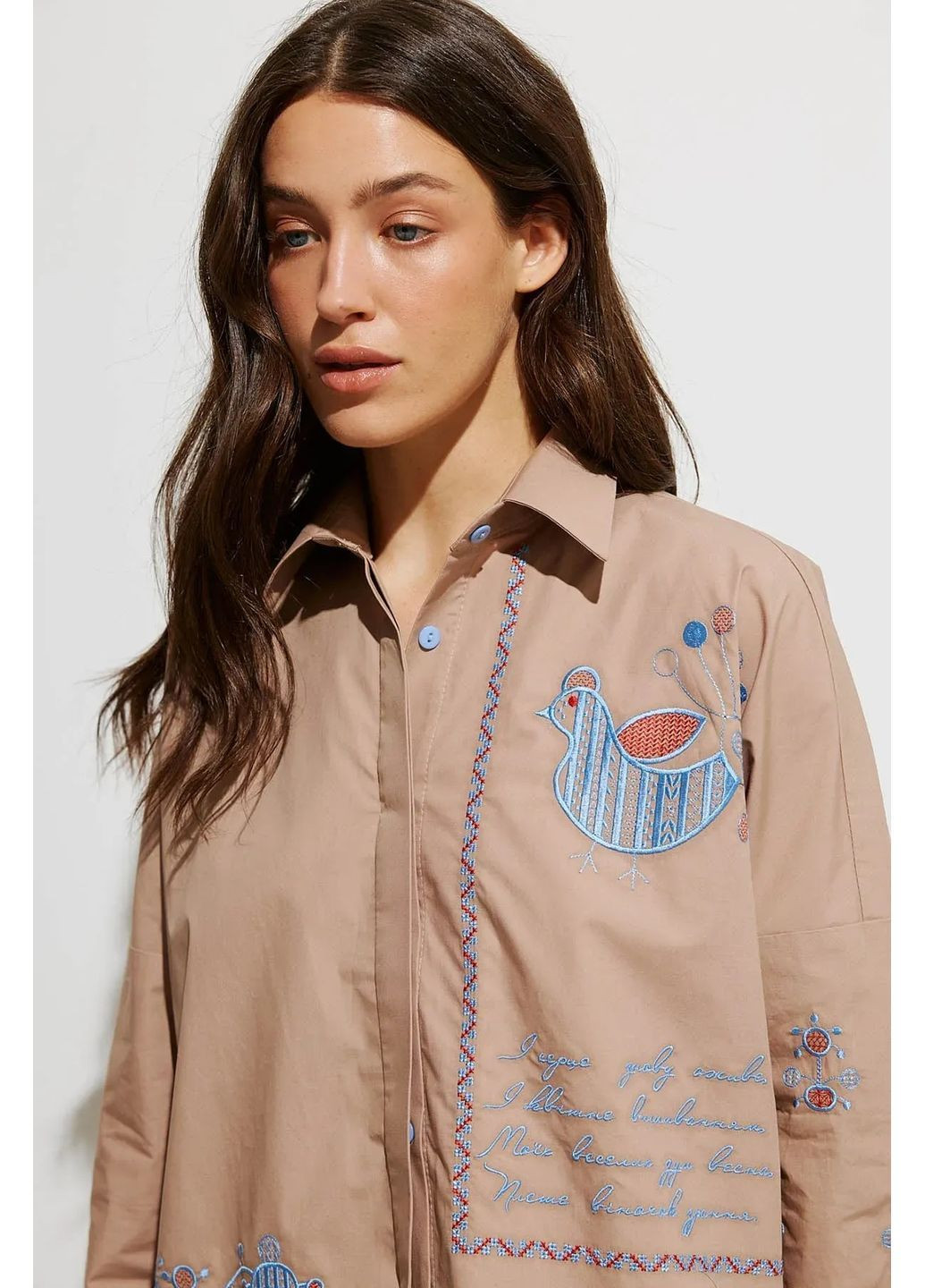 Сорочка Українська Пава, колір Світло-коричневий Rica Mare (367831986)