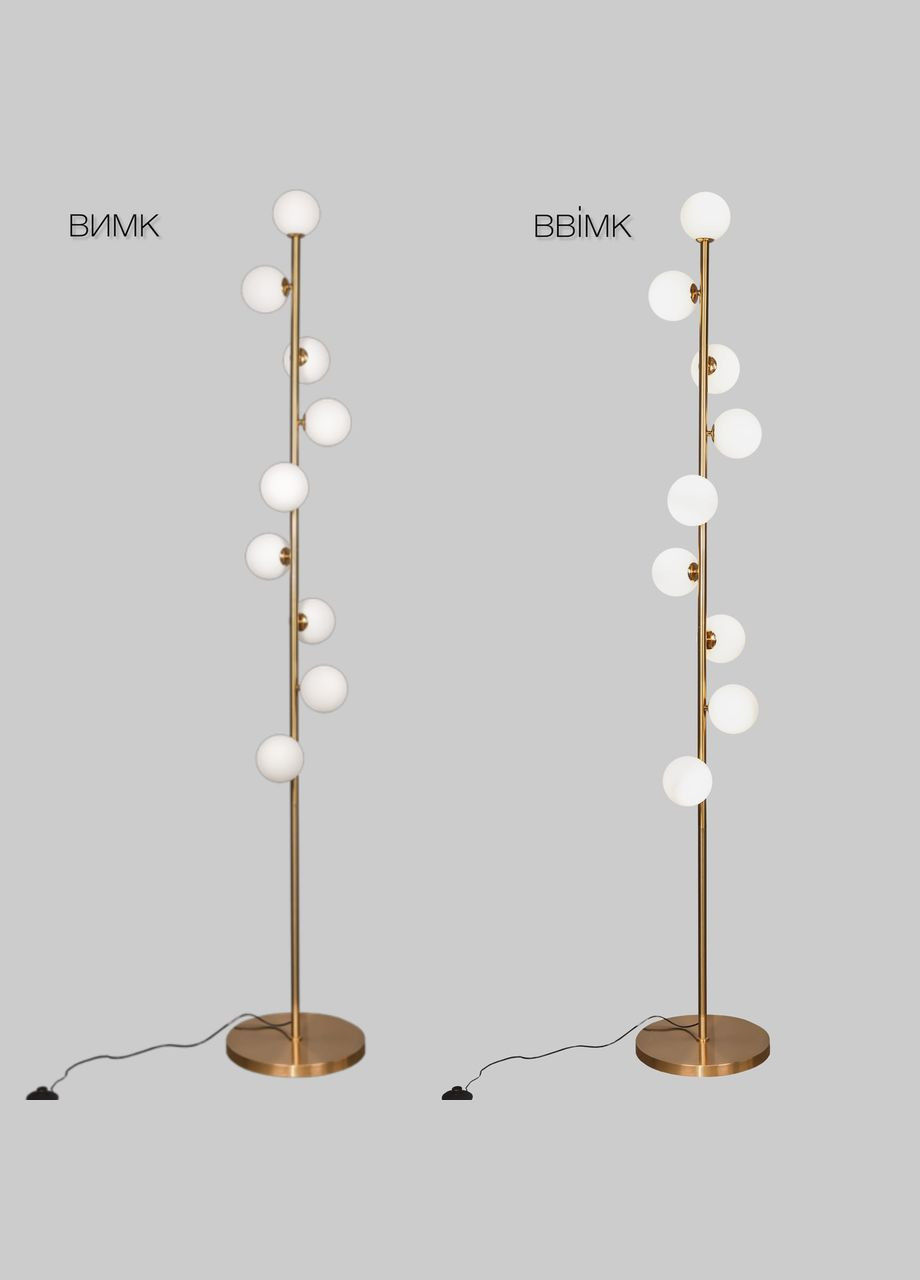 Торшер з білими плафонами по колу на 9 лампи (52-9834-9 BRONZE) No Brand (370072500)