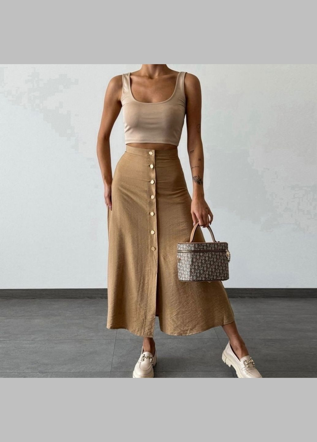 Бежевая юбка на пуговицах Fashion