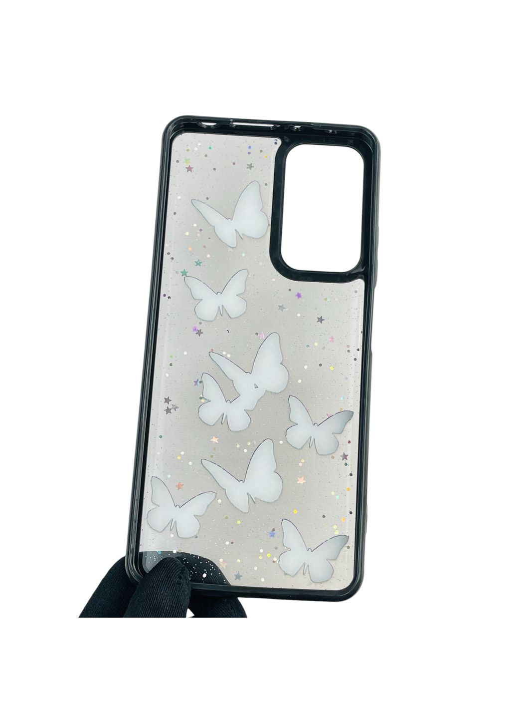 Чохол для Redmi Note 11 Pro 4G з блискітками з метеликами на сяомі редмі нот 11 про 4г чорний Xiaomi (366389769)