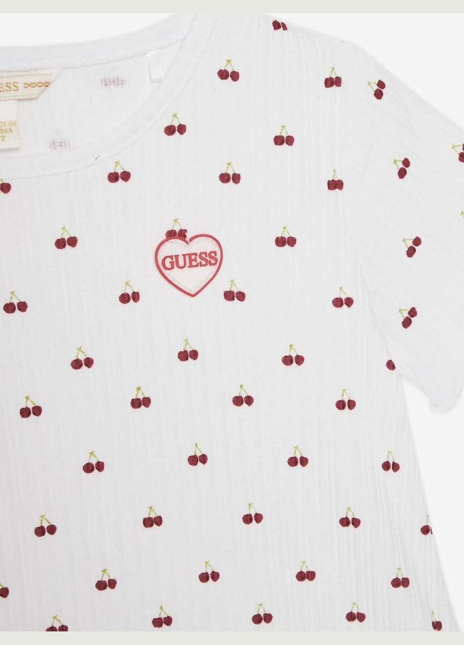 Белое платье guess, ст. k5gk02kcsq4 p54q, cherry, 104 см, 4 года GUESS KIDS (354331421)